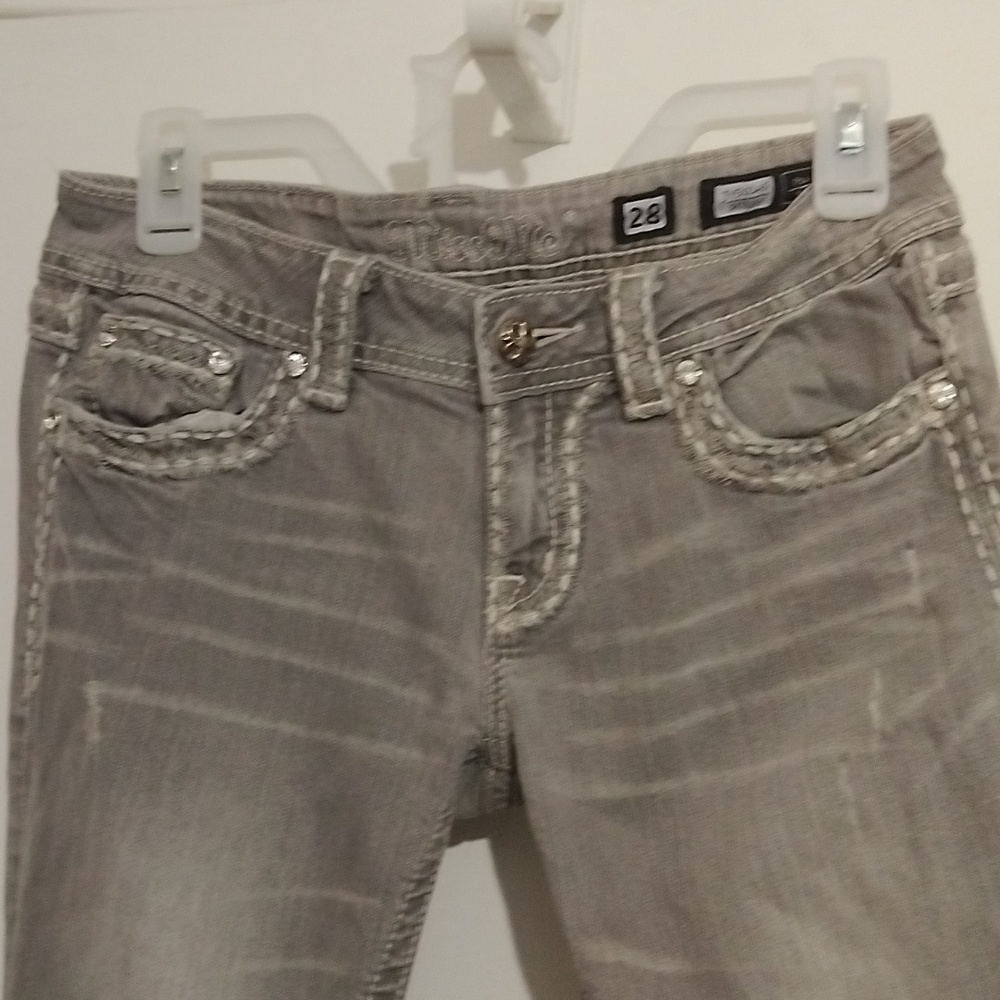 Miss Me Gray Skinny Jeans. Sz 28 - Picture 6 of 7